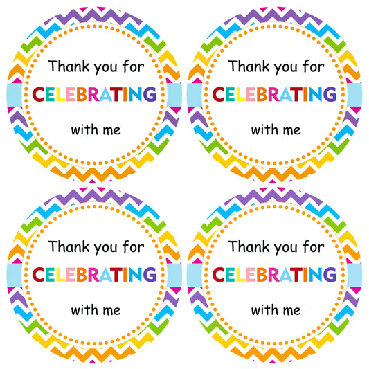 Anwyll Thank You Party Favors Stickers,2Inch Thank You for Celebrating with Me Stickers,120 Pcs Art Circle Stickers,Adhesive Thank You Labels for Envelope Seals,Gift Packaging,Birthday,Wedding Favors